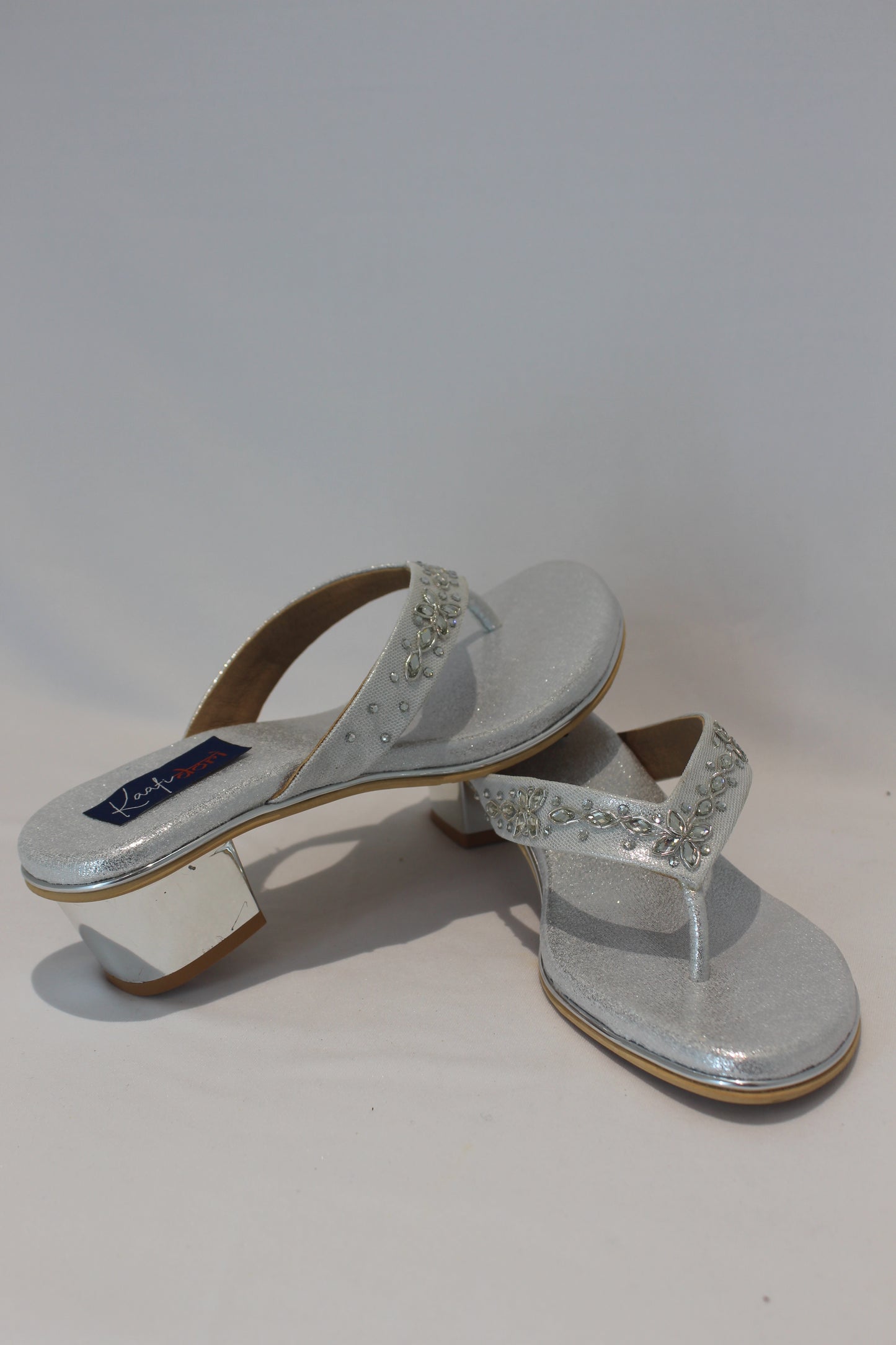 Silver Block Heel Footwear