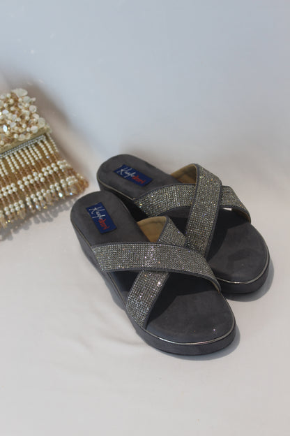 Grey Embellished Wedges