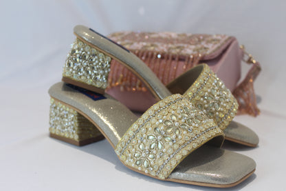 Embellished Block Heel Footwear