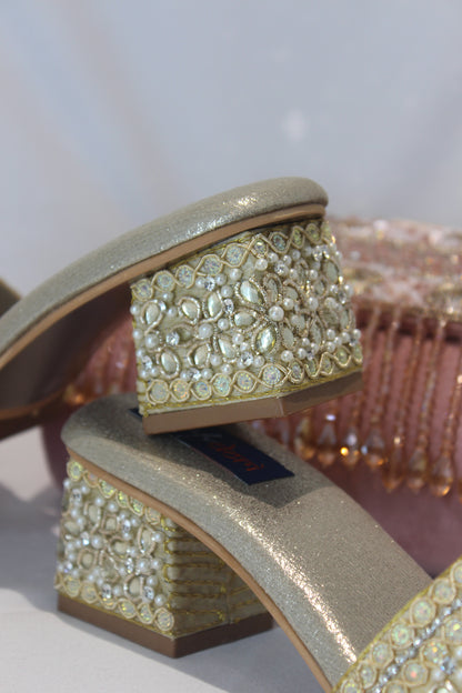 Embellished Block Heel Footwear