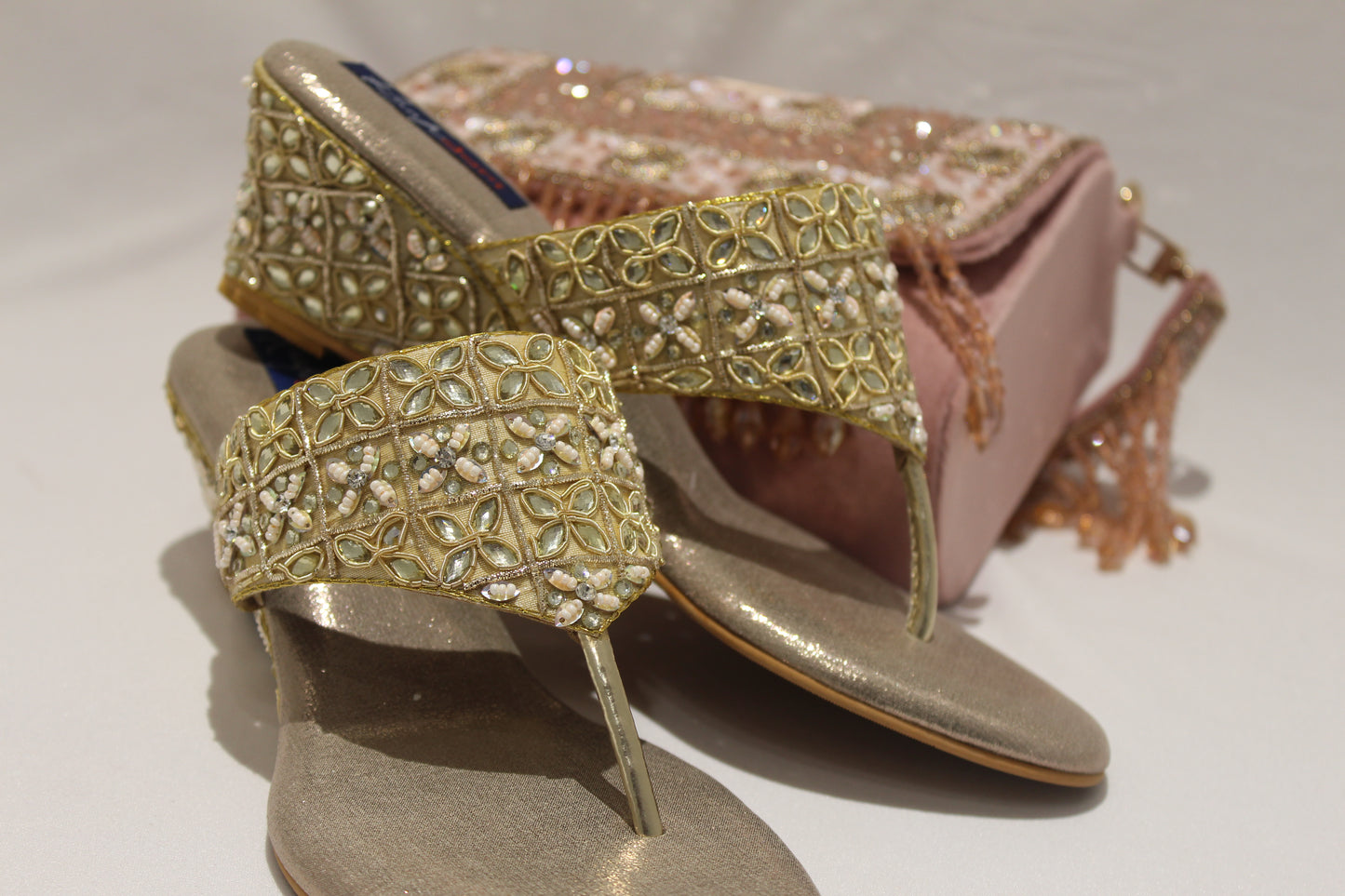 Embellished Gold Footwear