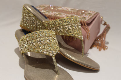 Embellished Gold Footwear
