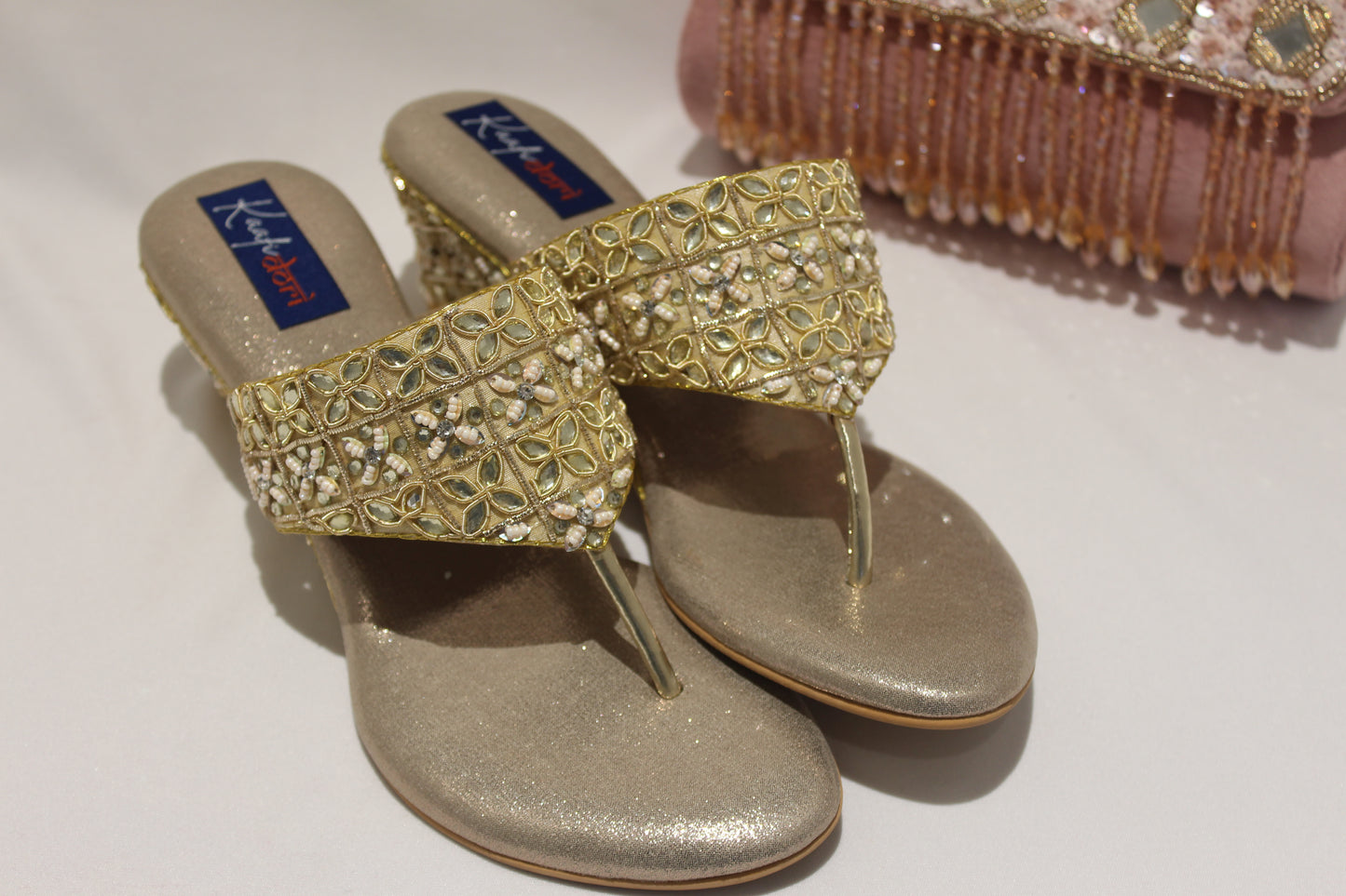 Embellished Gold Footwear