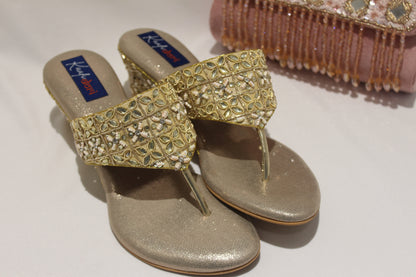 Embellished Gold Footwear