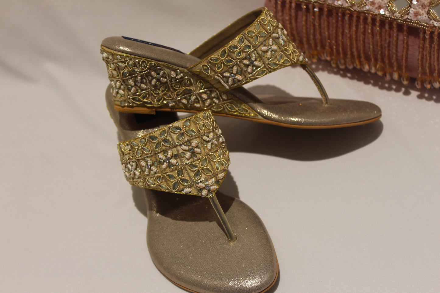 Embellished Gold Footwear