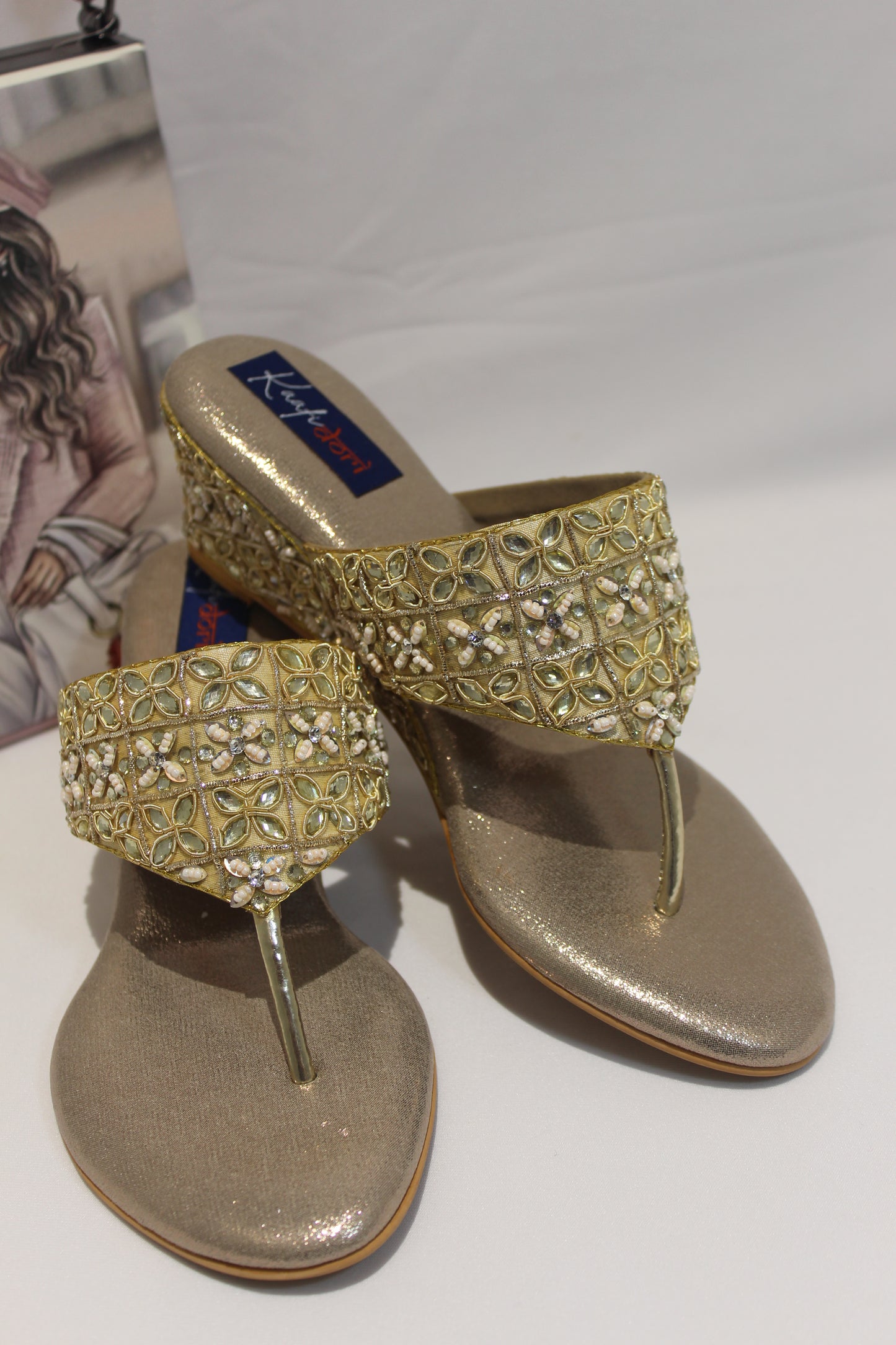 Embellished Gold Footwear